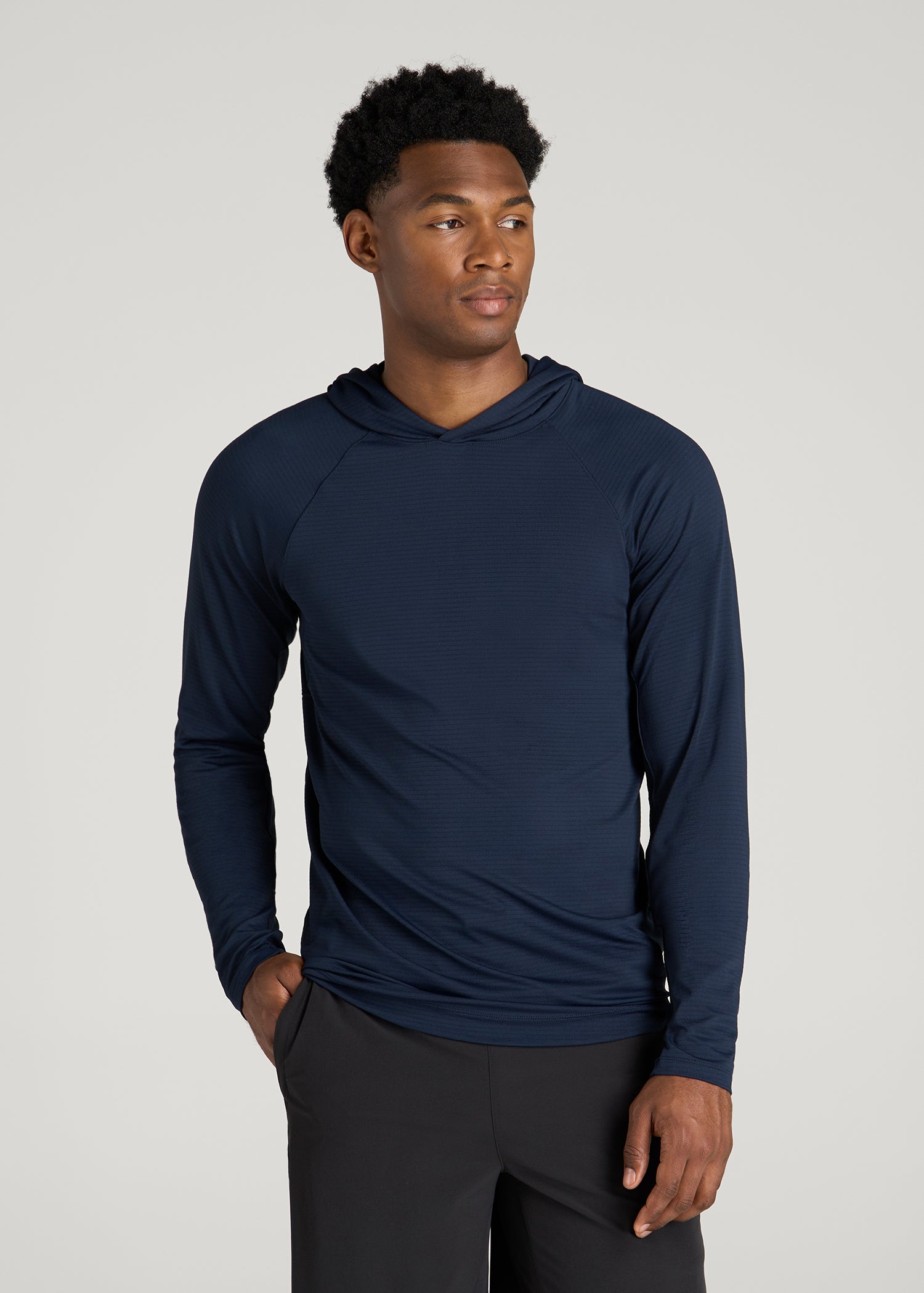 Air Knit Performance Hoodie for Tall Men in Royal Navy