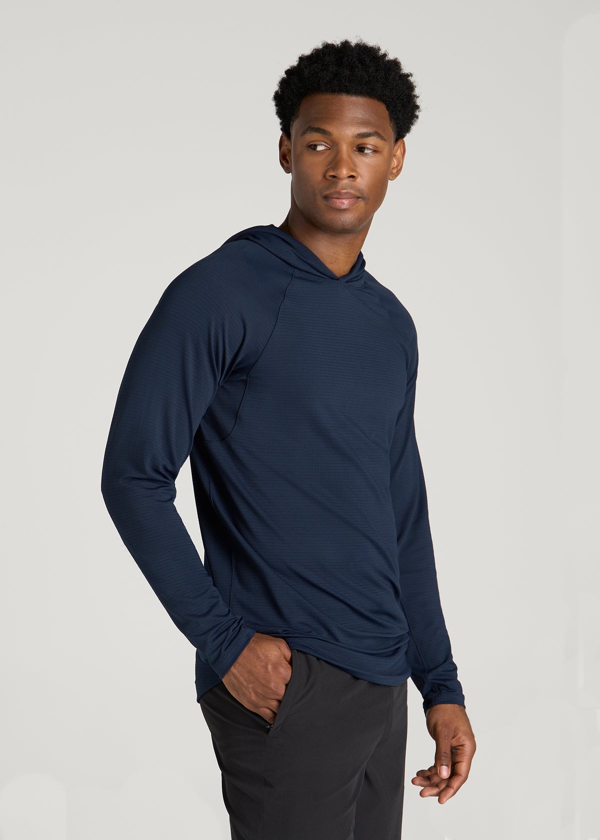 Air Knit Performance Hoodie for Tall Men in Royal Navy