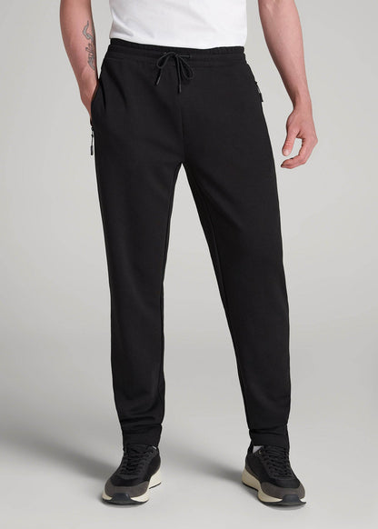Tech-Knit Zip Joggers for Tall Men in Black