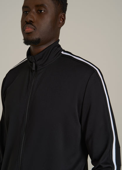 Athletic Stripe Jacket for Tall Men in Black-White Stripe