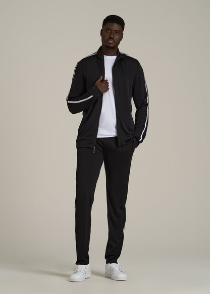Athletic Stripe Jacket for Tall Men in Black-White Stripe