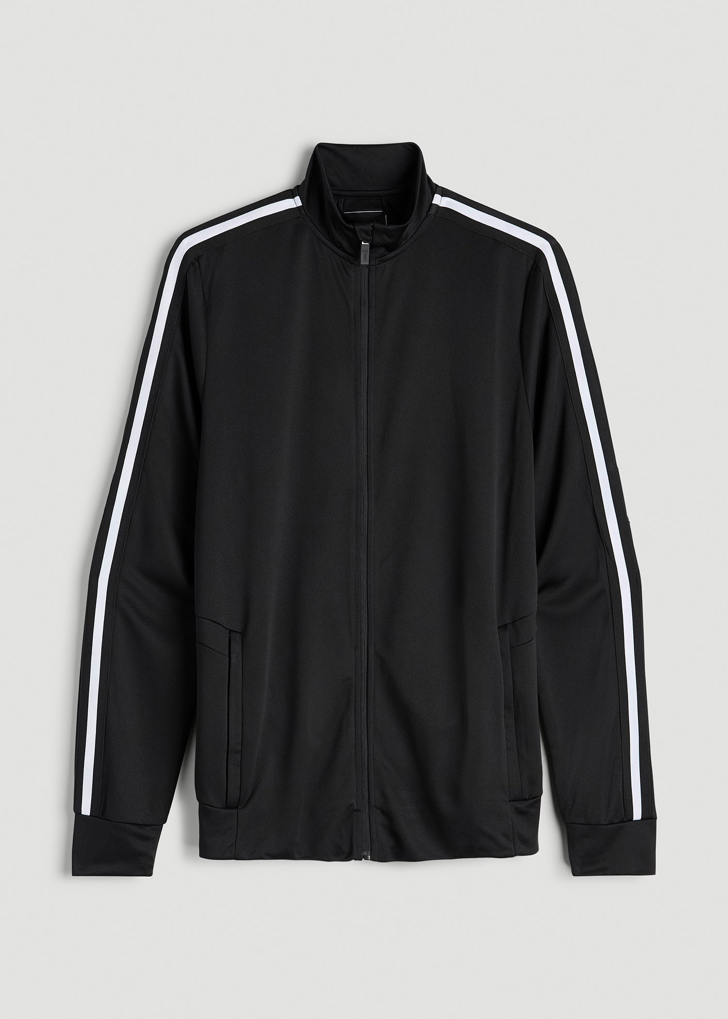 Tall Men's Athletic Black Jacket With White Stripes | American Tall