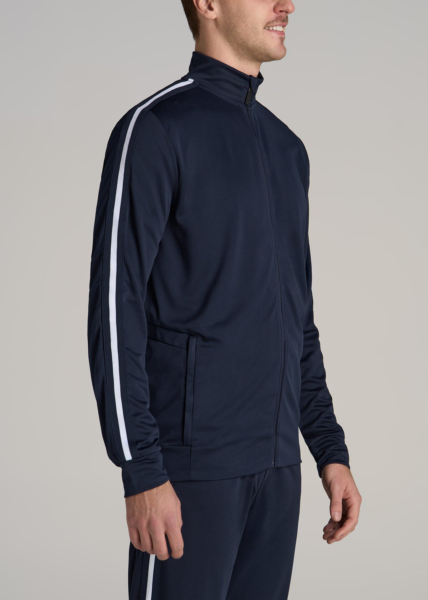 Athletic Stripe Tall Men's Jacket in Navy-White Stripe