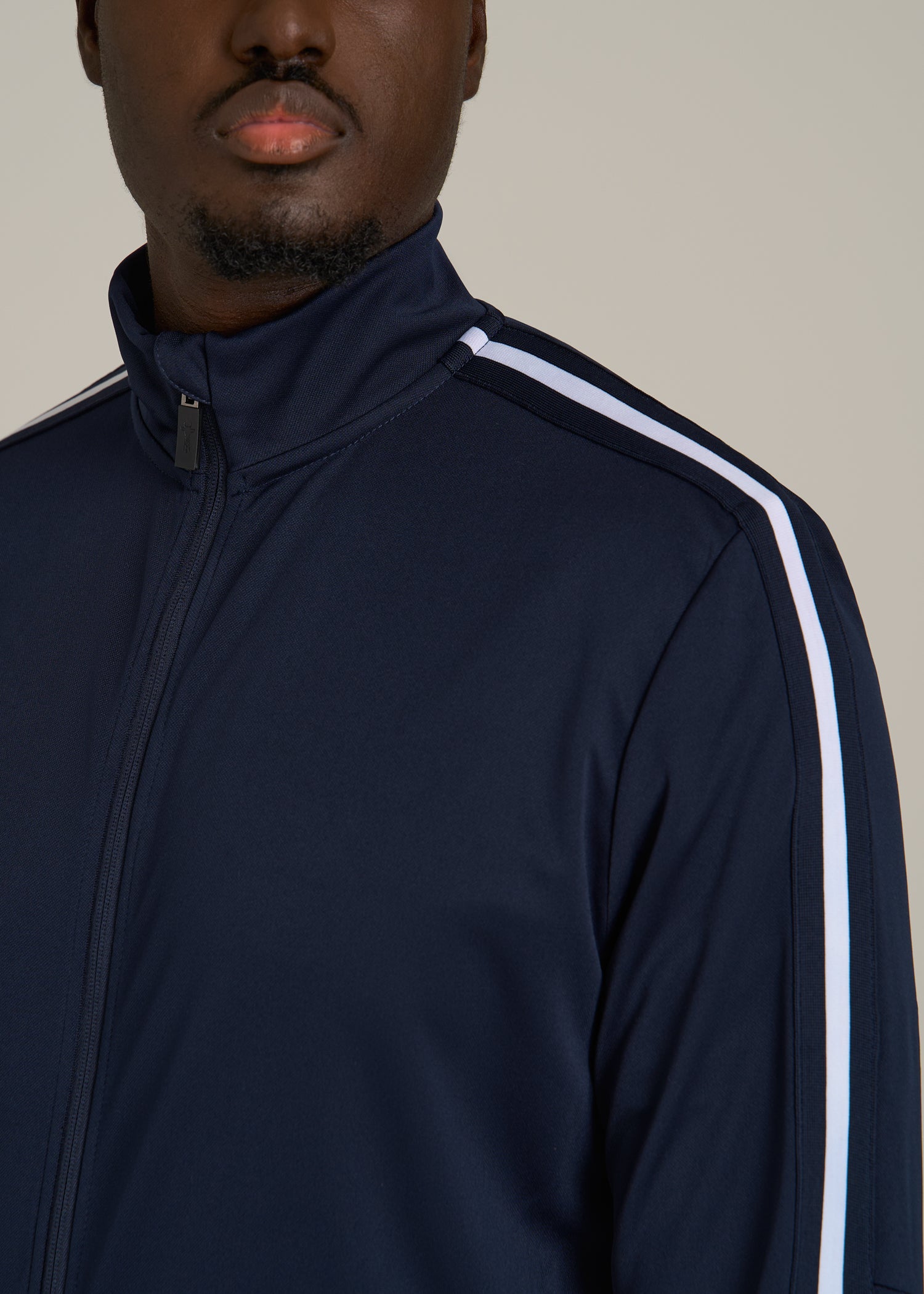Athletic Stripe Jacket for Tall Men in Navy-White Stripe