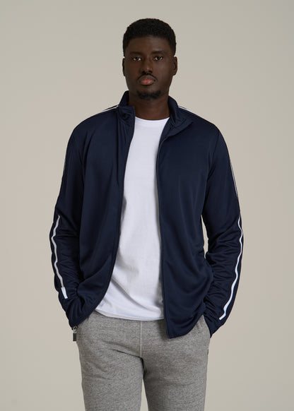 Athletic Stripe Jacket for Tall Men in Navy-White Stripe