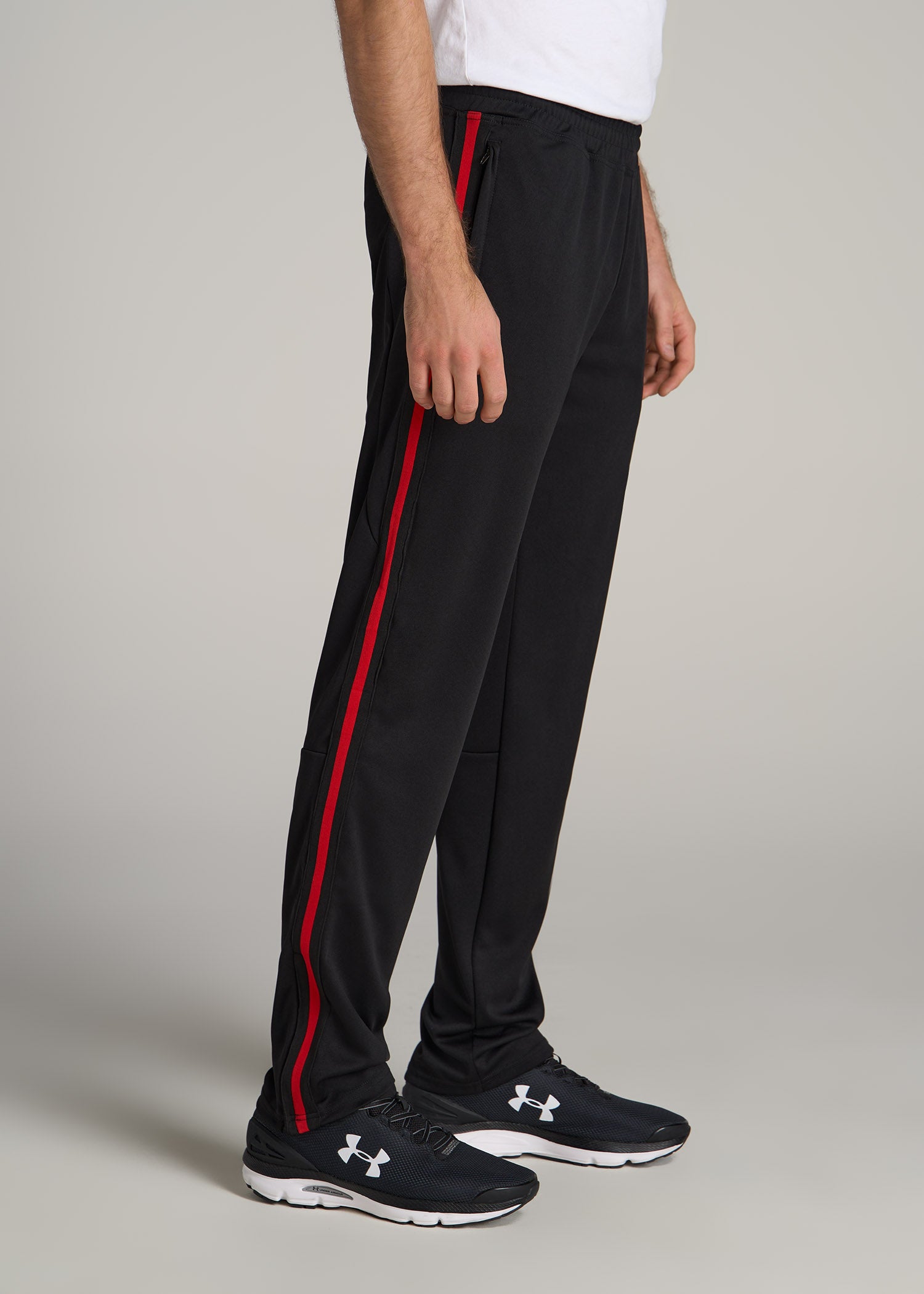 Black Red Stripe Pant For Tall Men