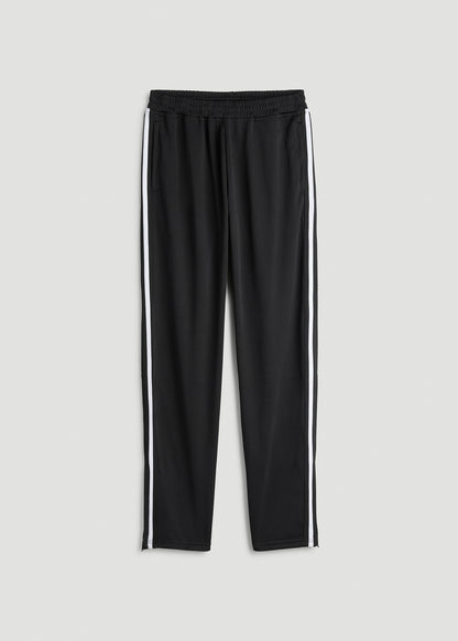 Athletic Stripe Pants for Tall Men in Black
