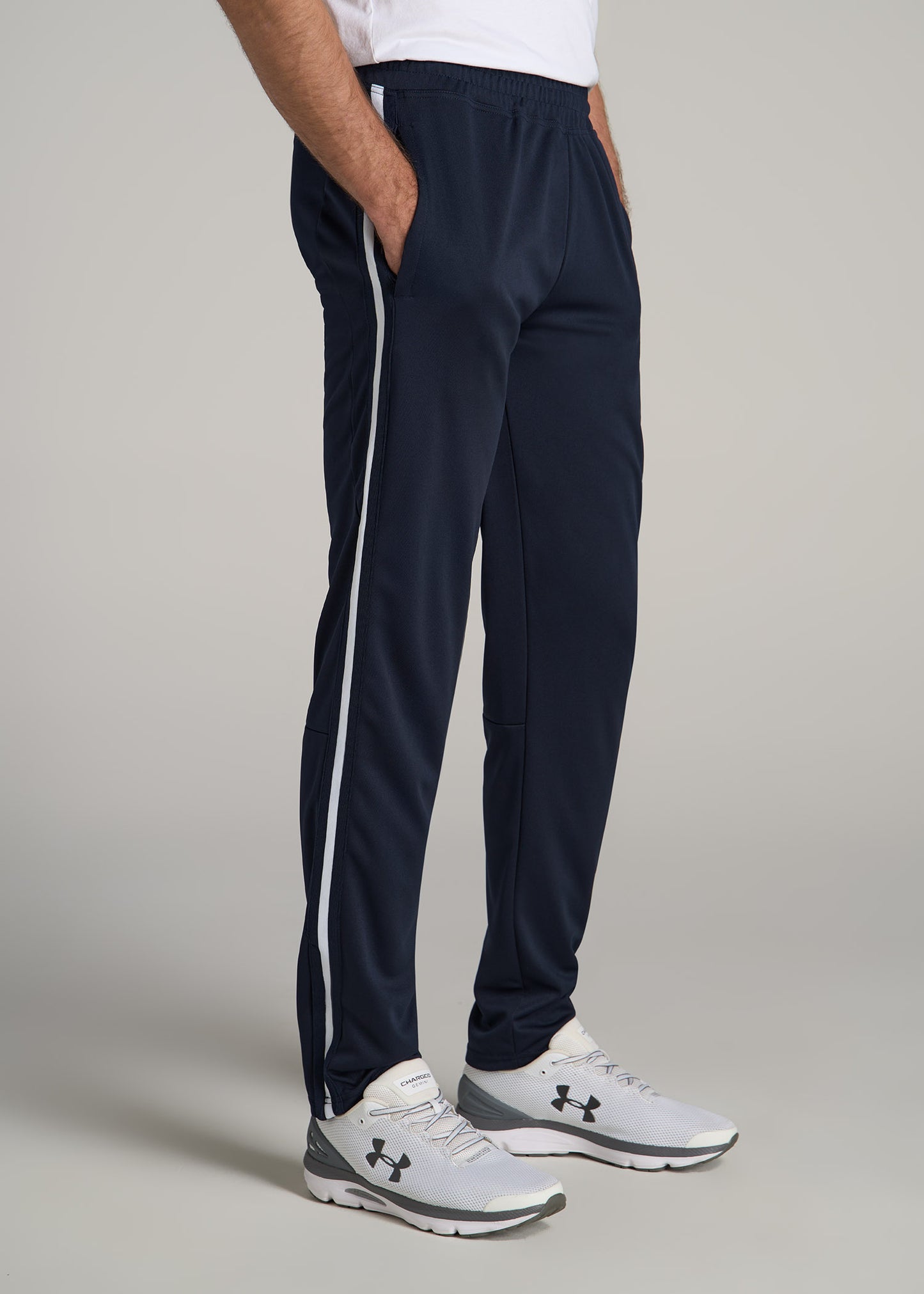 Athletic Stripe Pants for Tall Men in Navy