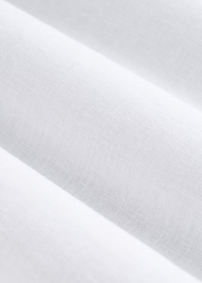 Band Collar Linen Button Shirt for Tall Men in Optic White