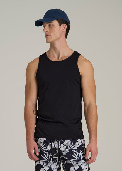 The Essential Slim Fit Beach Tank Top for Tall Men in Black