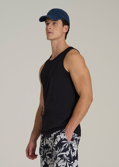 The Essential Slim Fit Beach Tank Top for Tall Men in Black