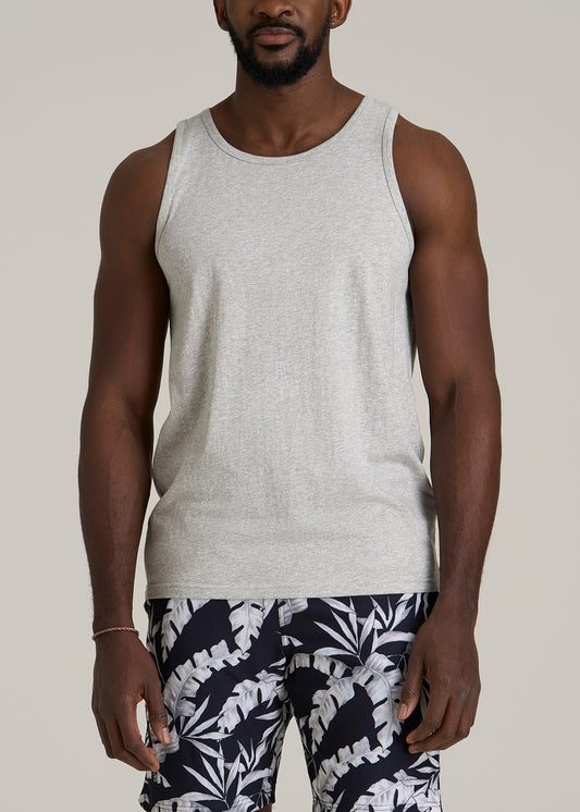 The Essential Beach Tank in Grey Mix - Men's Tall Tank Tops