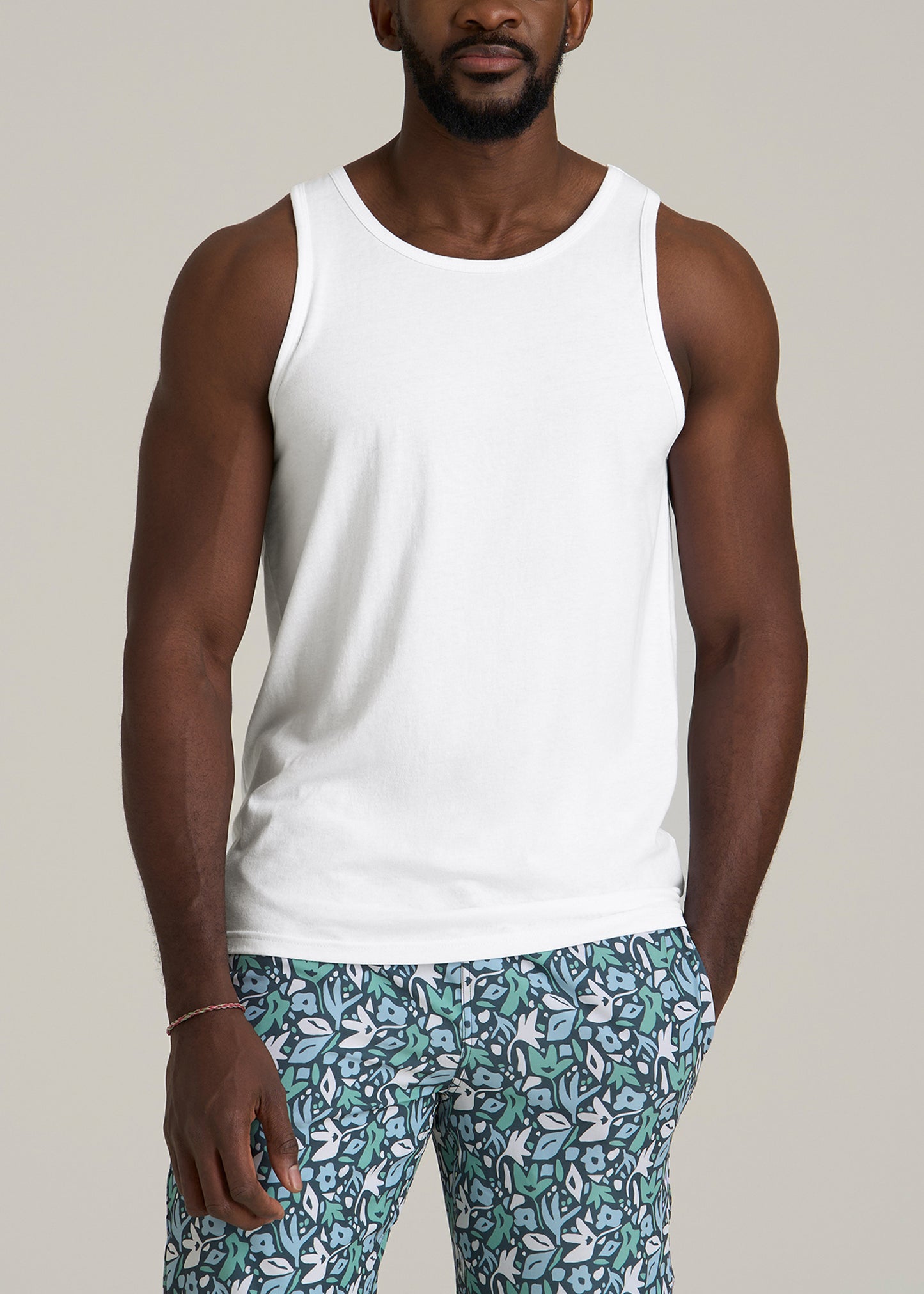 The Essential Beach Tank in White - Men's Tall Tank Tops