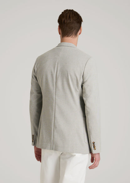 Core Blazer for Tall Men in Beige and Grey Houndstooth