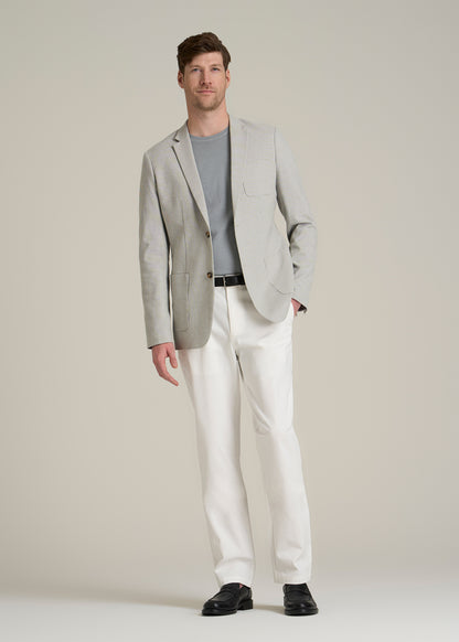Core Blazer for Tall Men in Beige and Grey Houndstooth