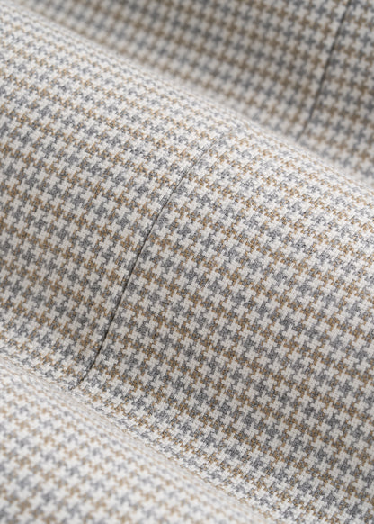 Core Blazer for Tall Men in Beige and Grey Houndstooth