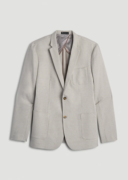 Core Blazer for Tall Men in Beige and Grey Houndstooth