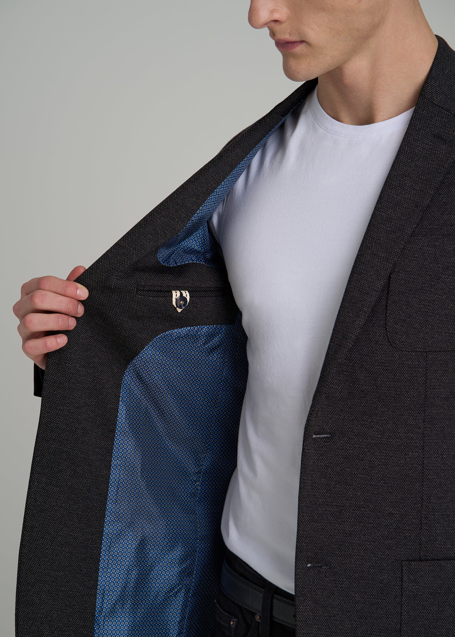 Core Blazer for Tall Men in Black Silver Mix