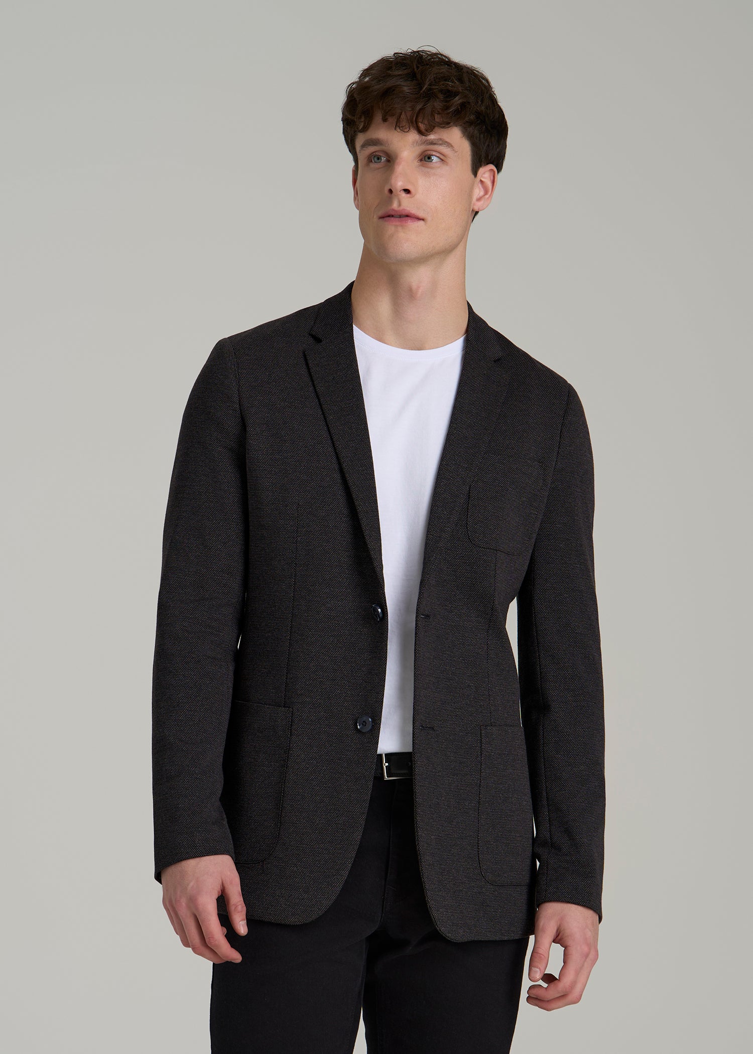 Core Blazer for Tall Men in Black Silver Mix