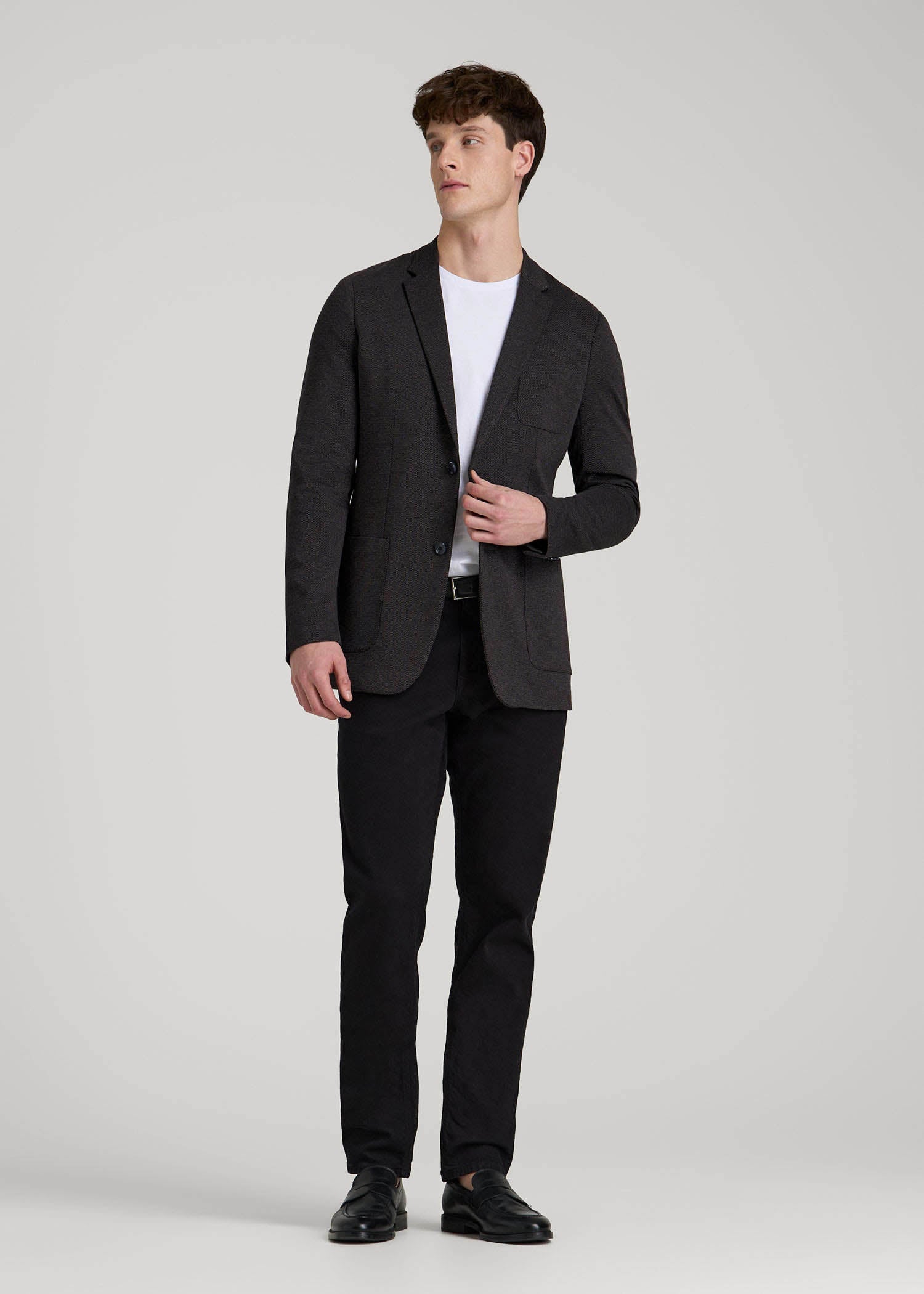 Core Blazer for Tall Men in Black Silver Mix Core Blazer for Tall Men in Black Silver Mix