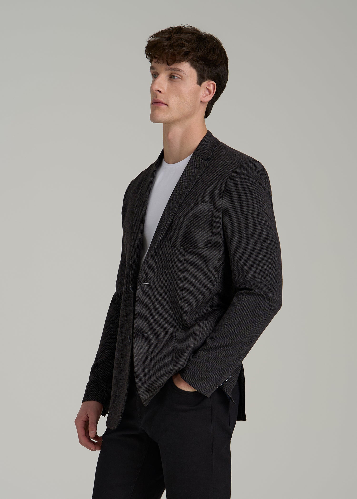 Core Blazer for Tall Men in Black Silver Mix