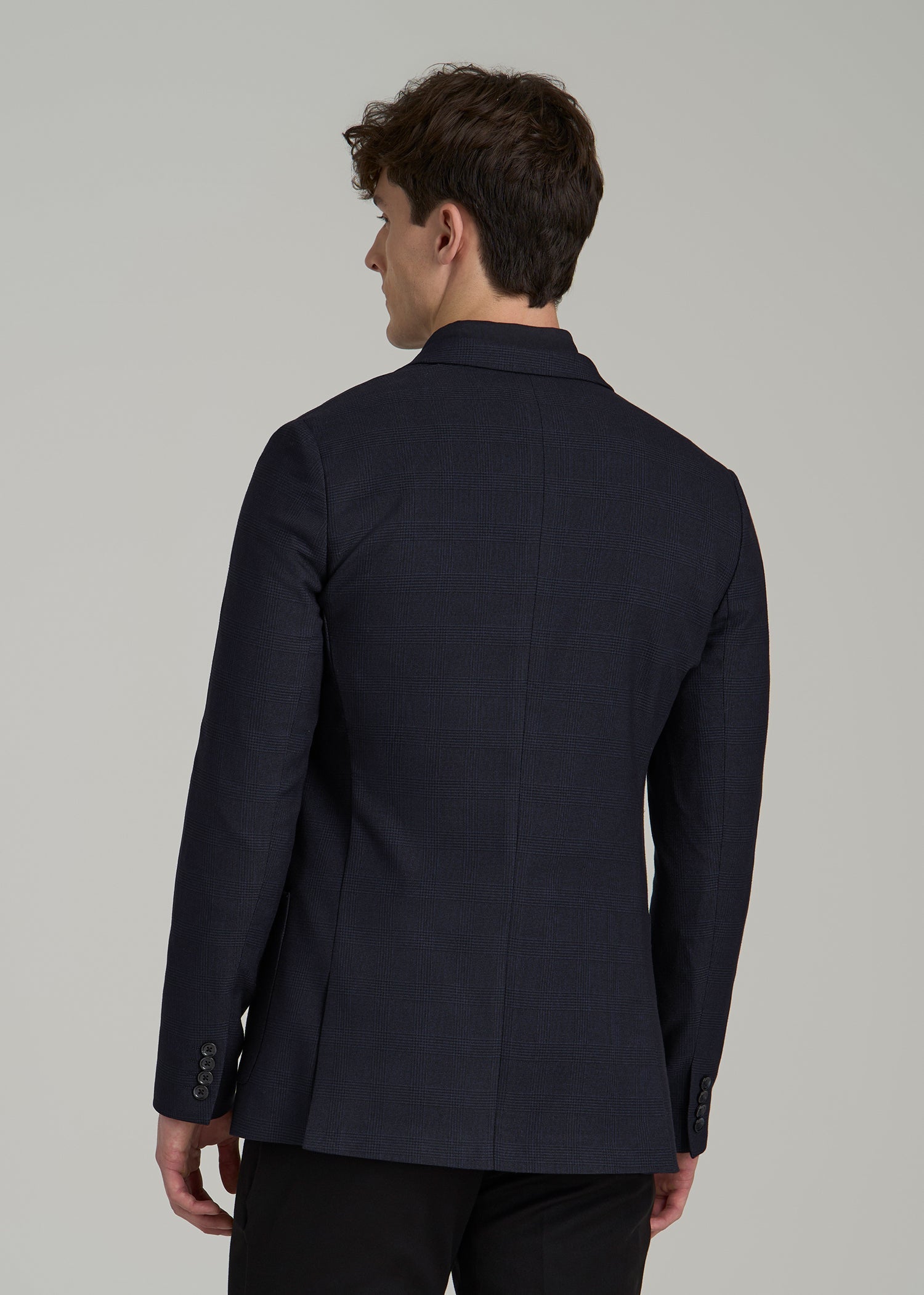 Core Blazer for Tall Men in Black and Blue Plaid