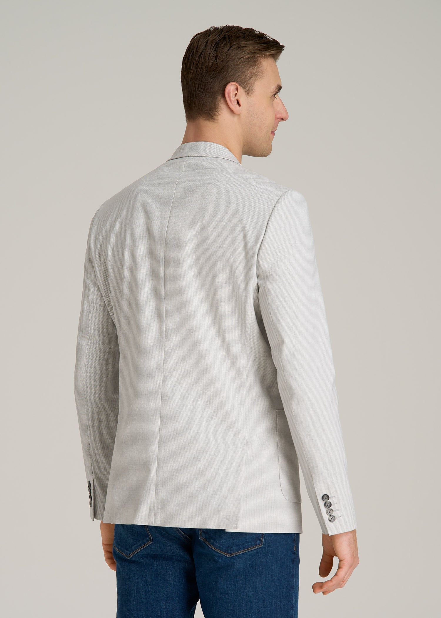 Core Blazer for Tall Men in Light Grey Houndstooth