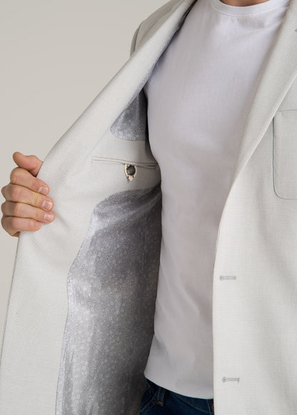 Core Blazer for Tall Men in Light Grey Houndstooth