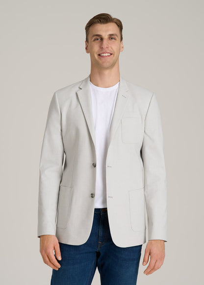 Core Blazer for Tall Men in Light Grey Houndstooth