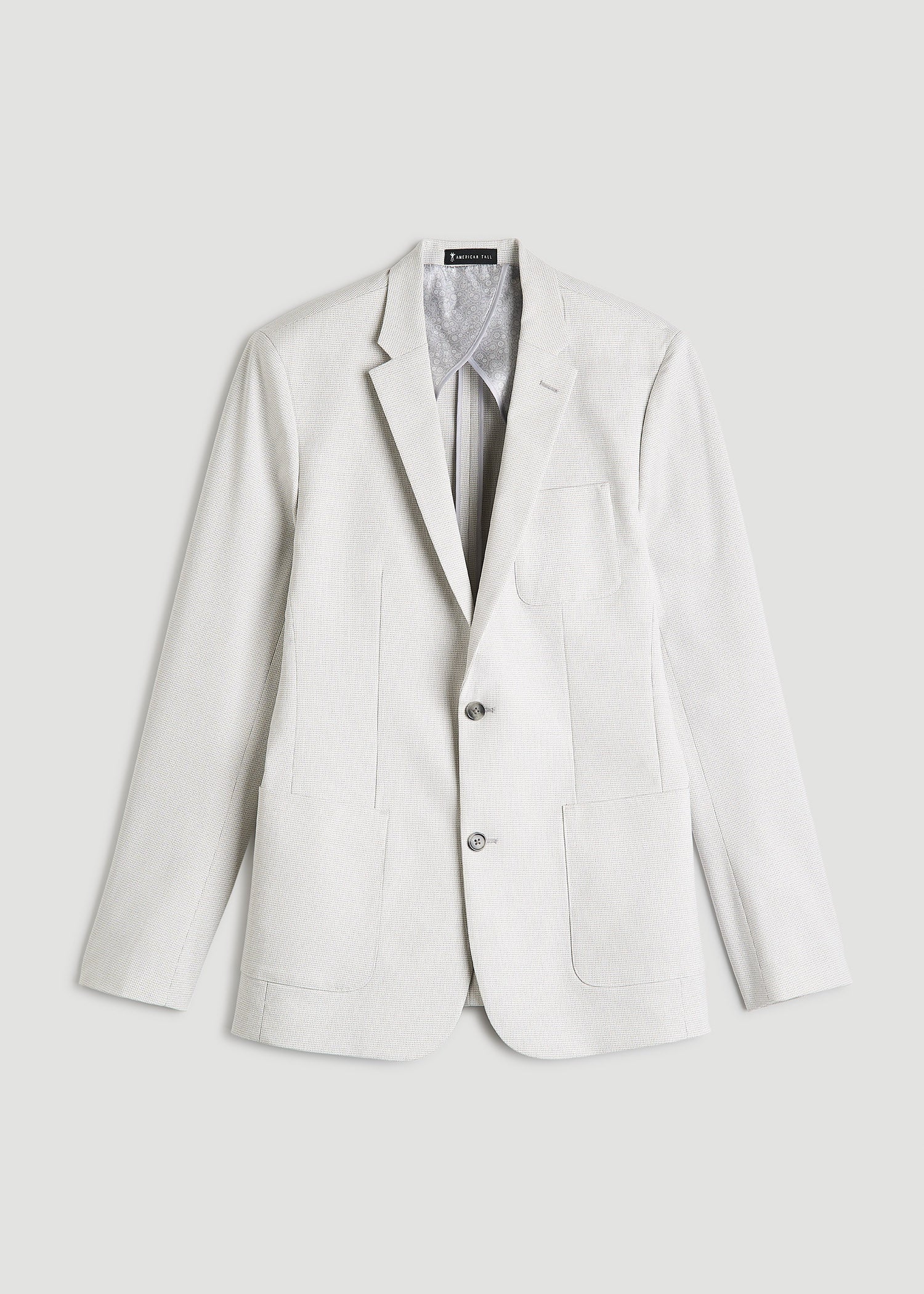 Core Blazer for Tall Men in Light Grey Houndstooth