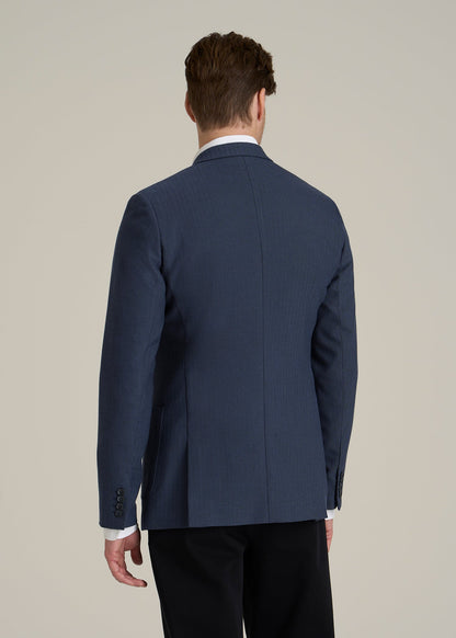 Core Blazer for Tall Men in Navy Blue Herringbone