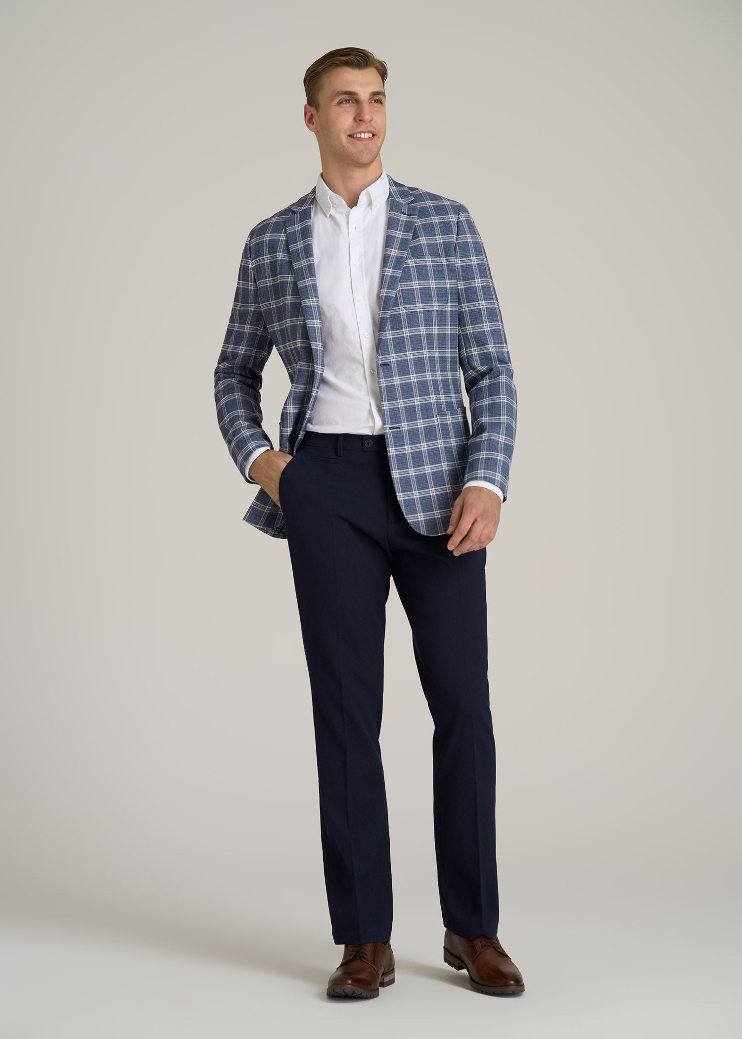 Core Blazer for Tall Men in Navy Check