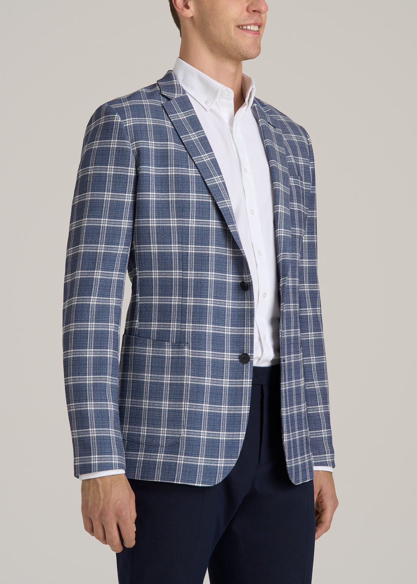 Men's Tall Blazer in Navy Check