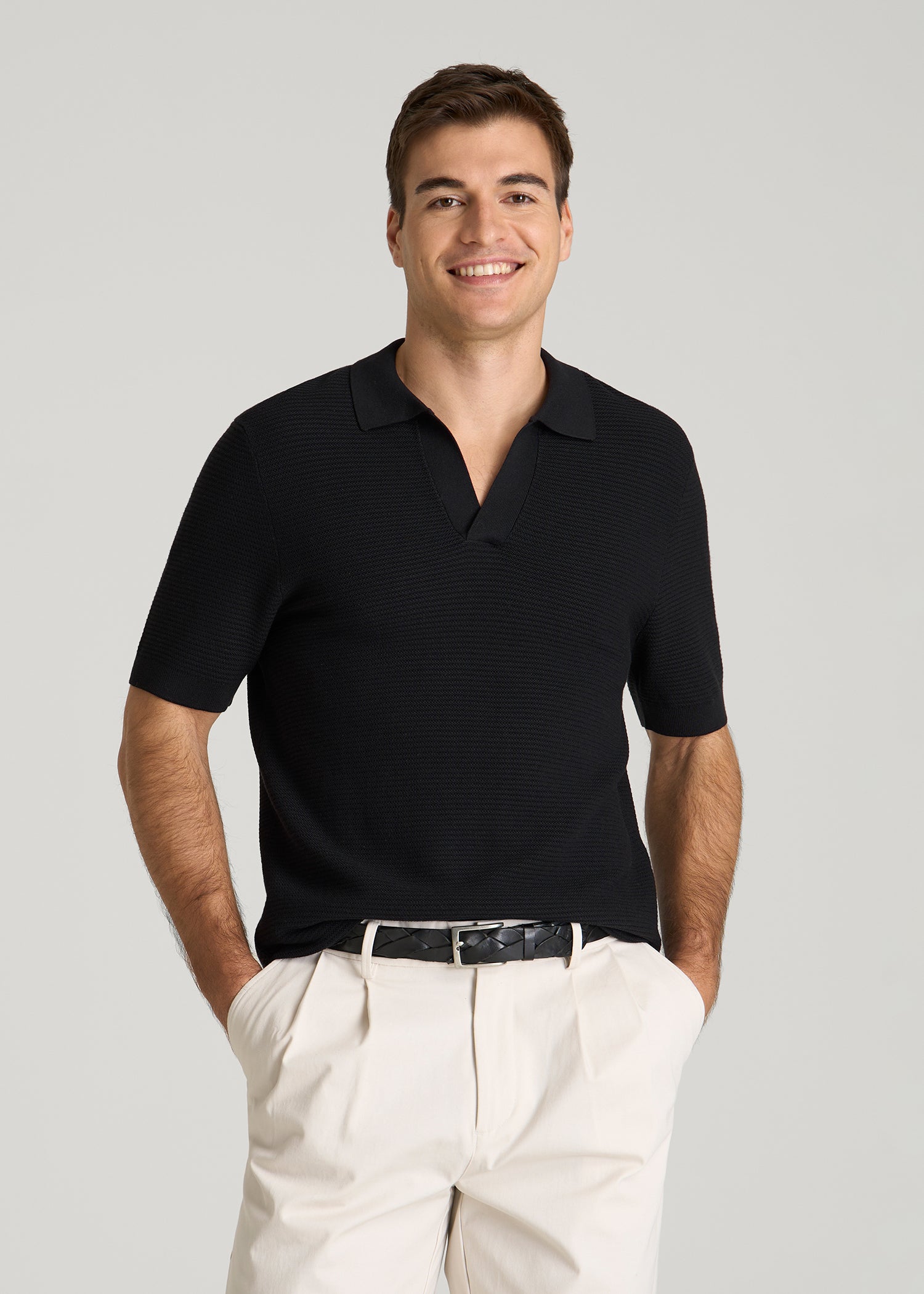 Braided Knit Sweater Polo for Tall Men | American Tall