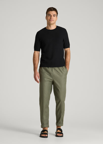 Braided Knit T-Shirt for Tall Men in Black