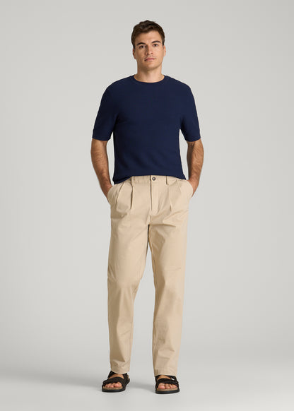 Braided Knit T-Shirt for Tall Men in Navy Blue
