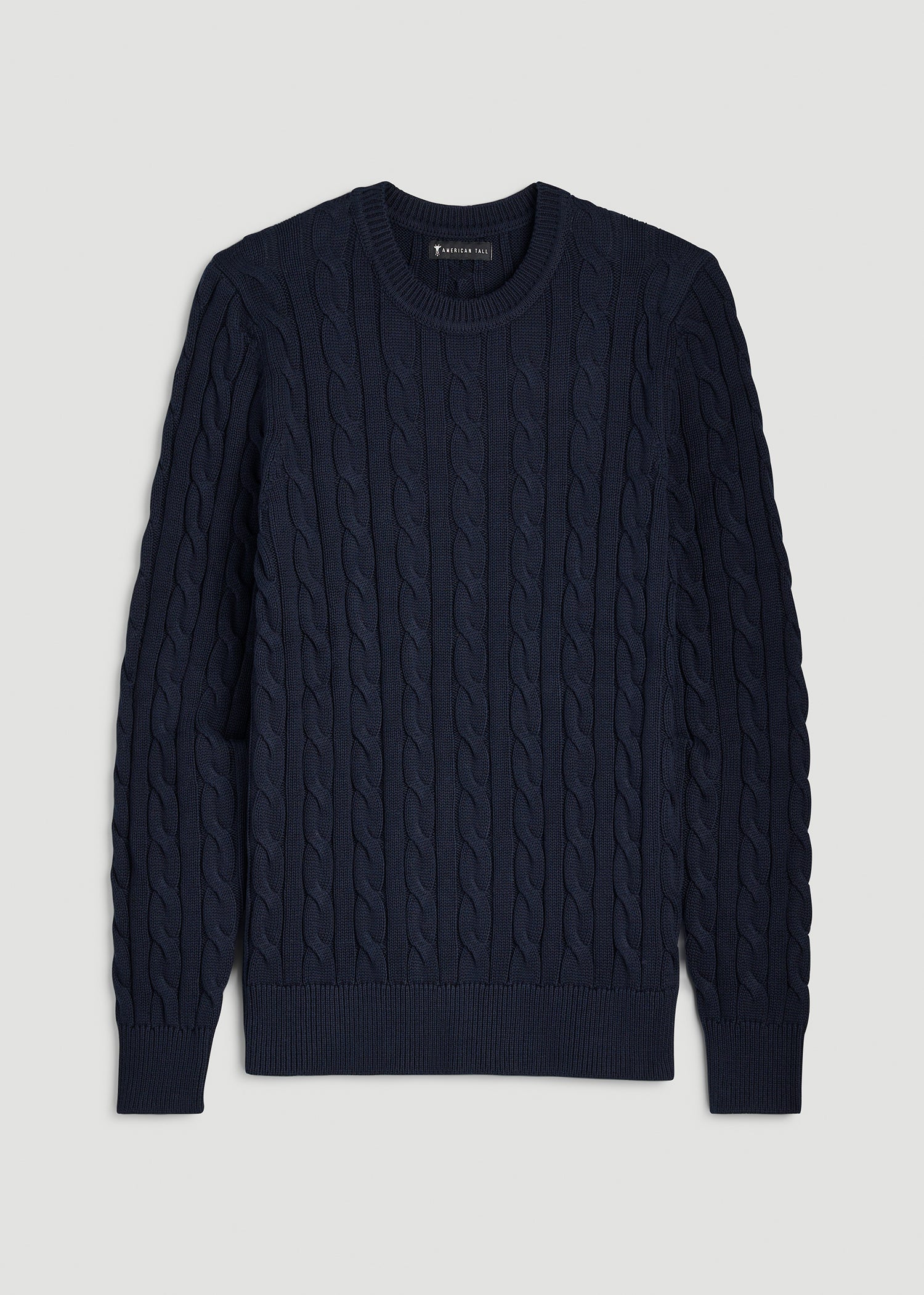 Cable Knit Crewneck for Tall Men in Royal Navy
