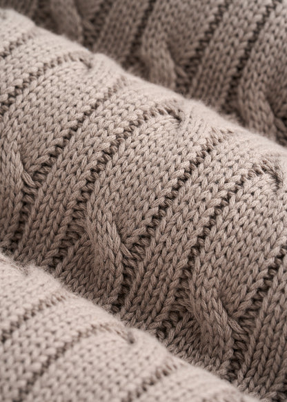 Cable Knit Polo Sweater for Tall Men in Moon Rock