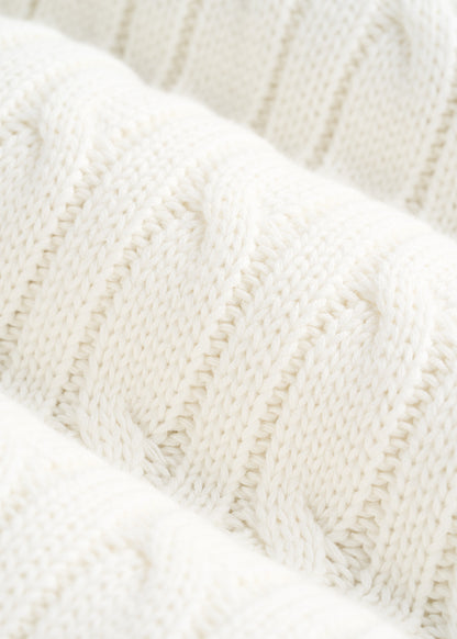 Cable Knit Polo Sweater for Tall Men in Star White