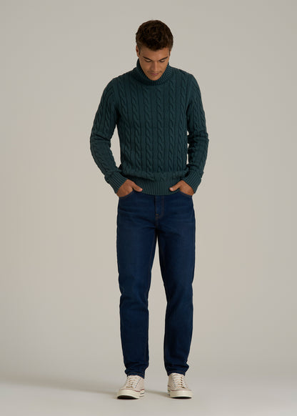 Cable Knit Turtleneck for Tall Men in Emerald