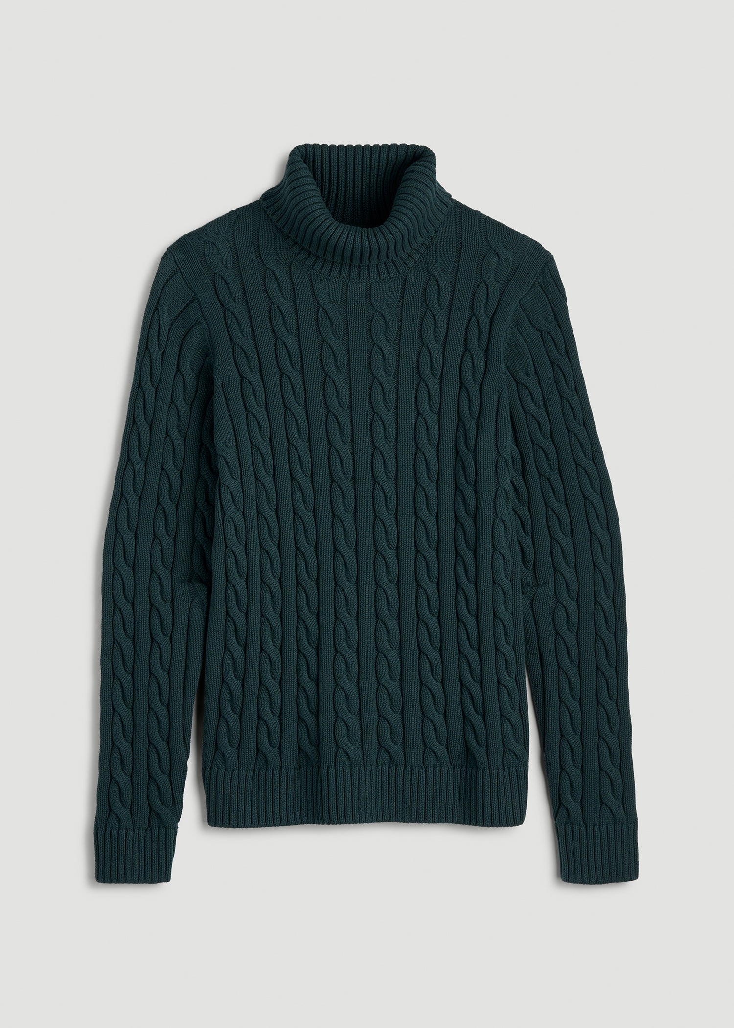 Cable Knit Turtleneck for Tall Men in Emerald