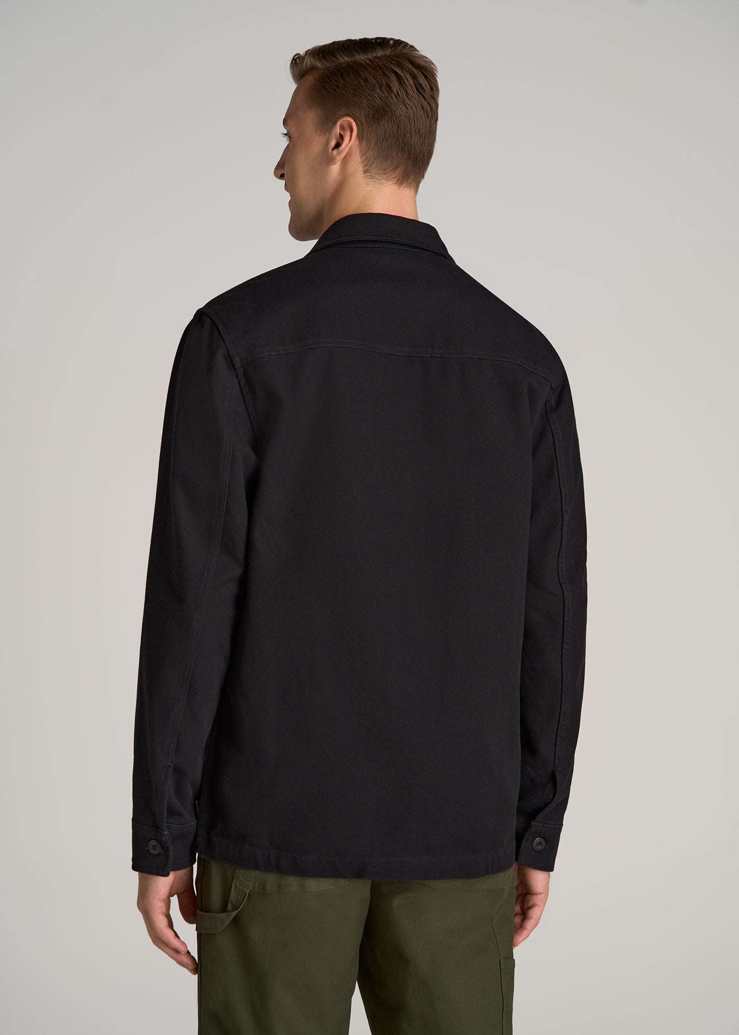 LJ&S Canvas Shirt Jacket for Tall Men in Black