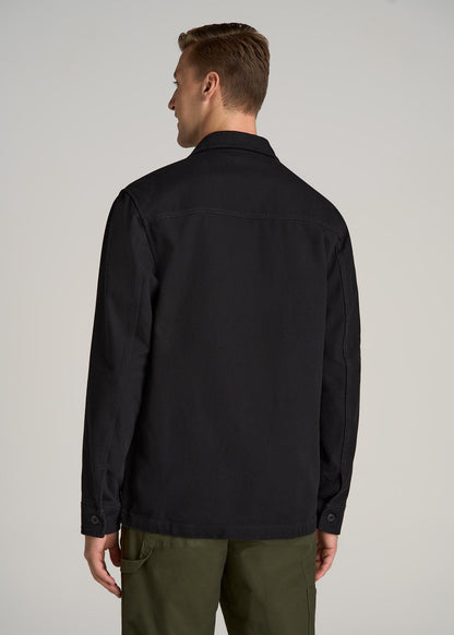LJ&S Canvas Shirt Jacket for Tall Men in Black