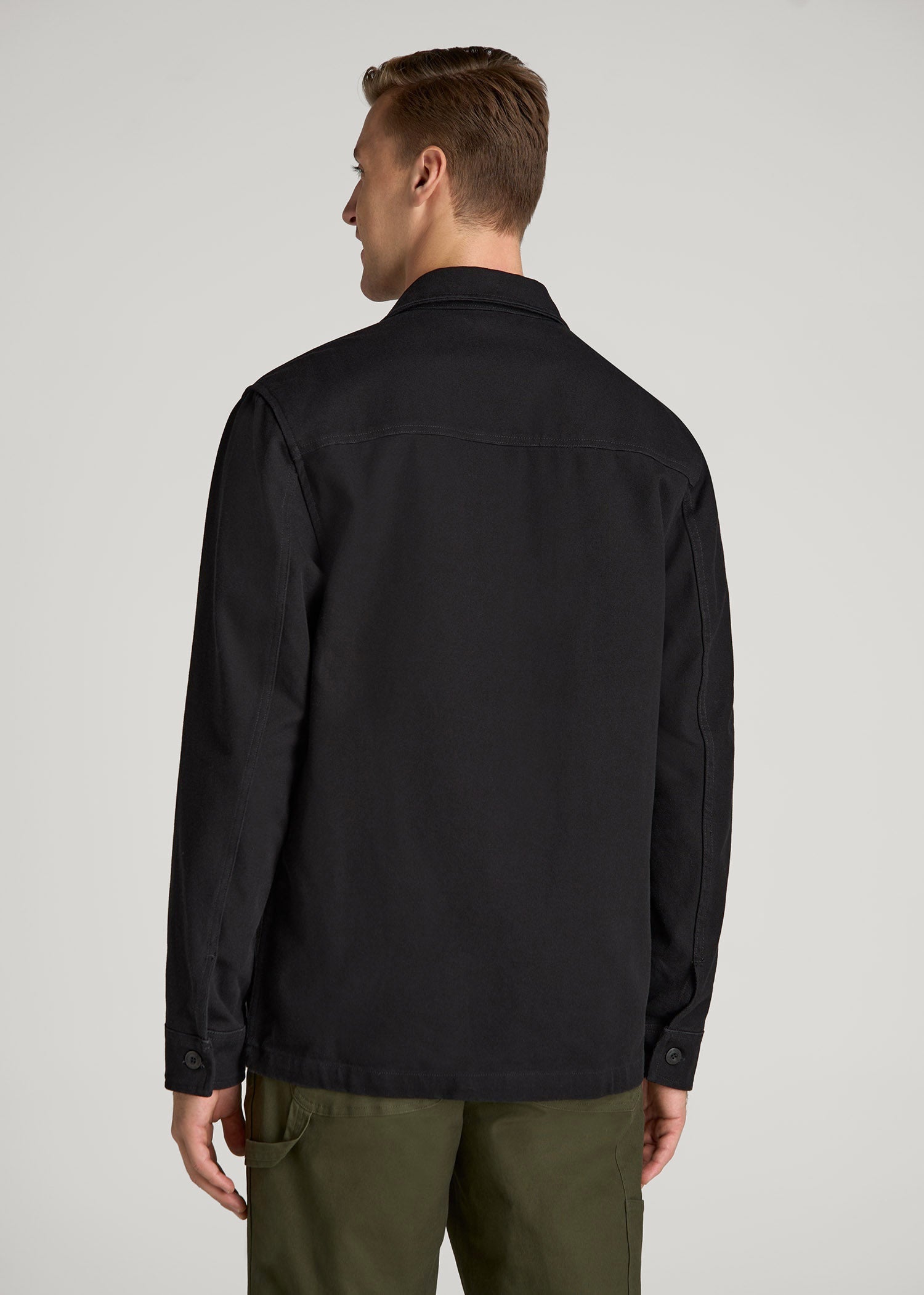 Tall Men's Canvas Shirt Jacket Black | American Tall