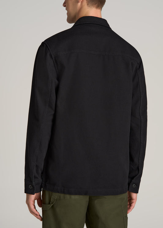 LJ&S Canvas Shirt Jacket for Tall Men in Black