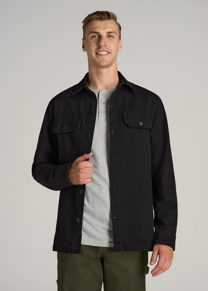 LJ&S Canvas Shirt Jacket for Tall Men in Black