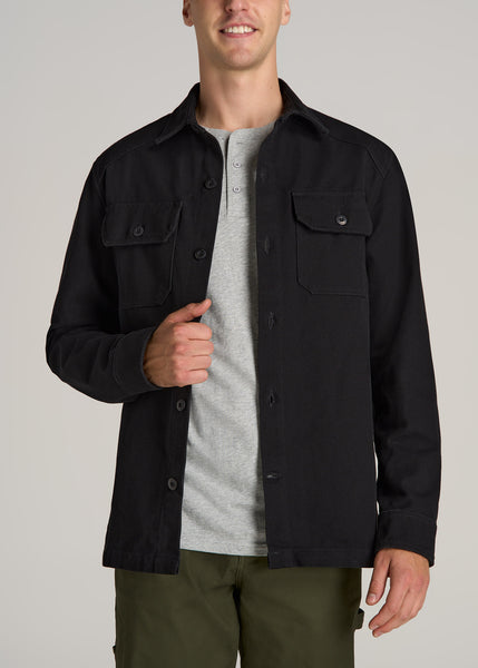 Tall Men's Canvas Shirt Jacket Sahara