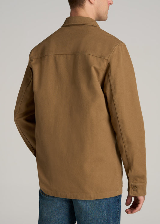 LJ&S Canvas Shirt Jacket for Tall Men in Sahara