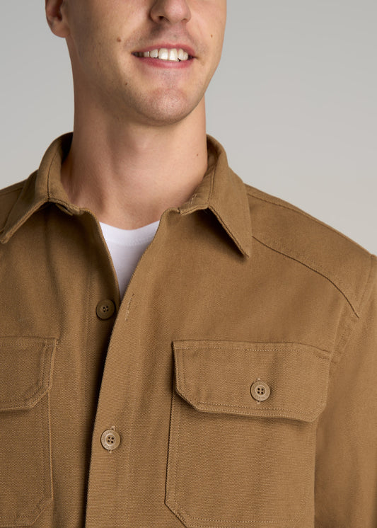LJ&S Canvas Shirt Jacket for Tall Men in Sahara