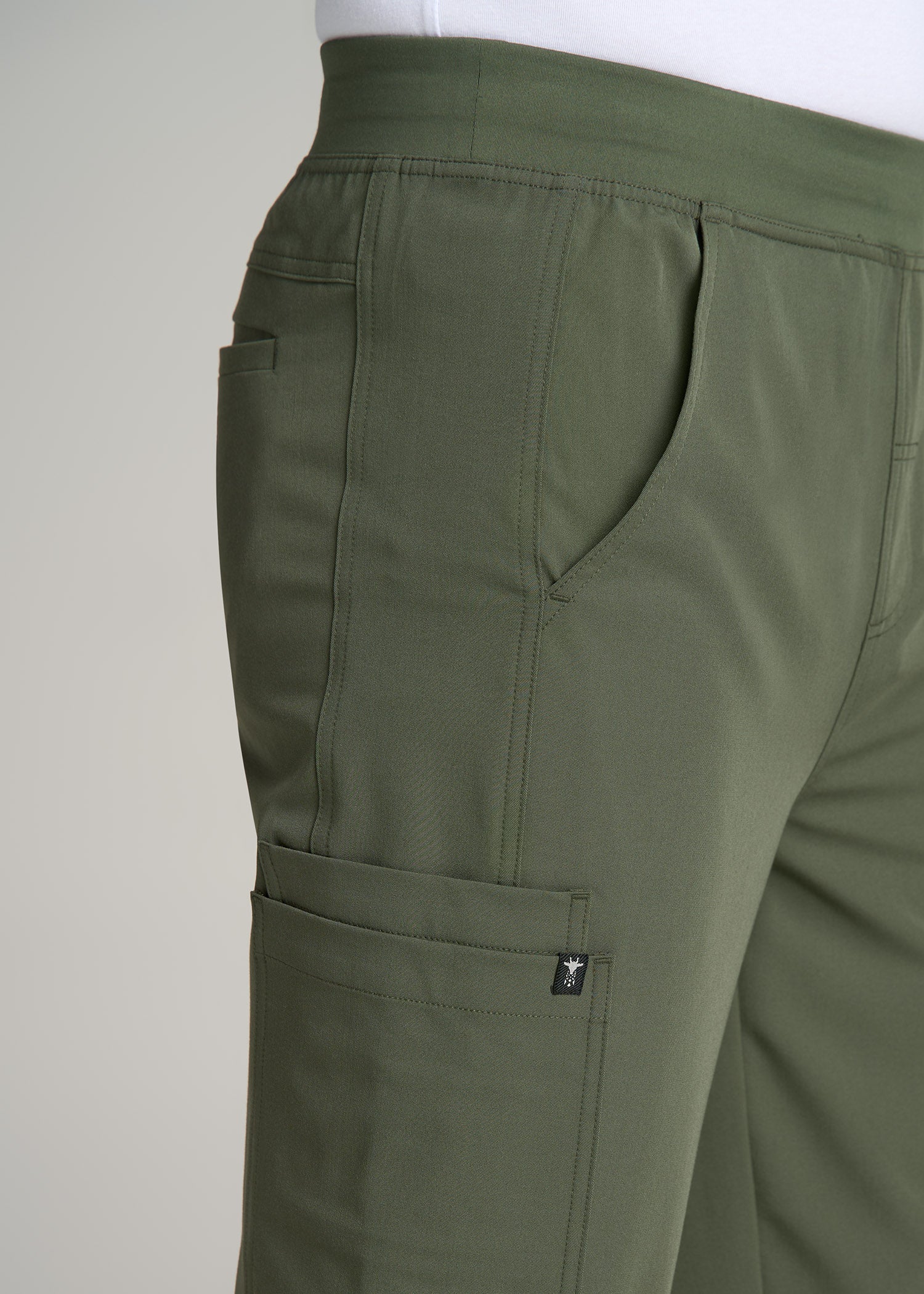 Cargo Scrub Pants for Tall Men in Clover Green